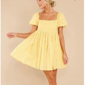 Red Dress Boutique Yellow Floral Puff sleeve dress